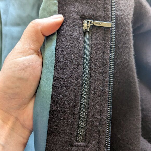 Ibex Wool Coat Peacoat Jacket Silk Long Brown Full Zip Small - Picture 8 of 13